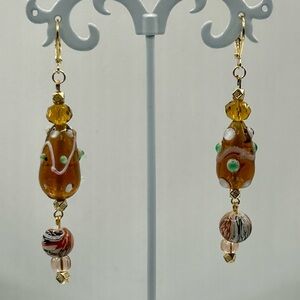 Wedding Cake, Crystal & Glass Beaded Earrings